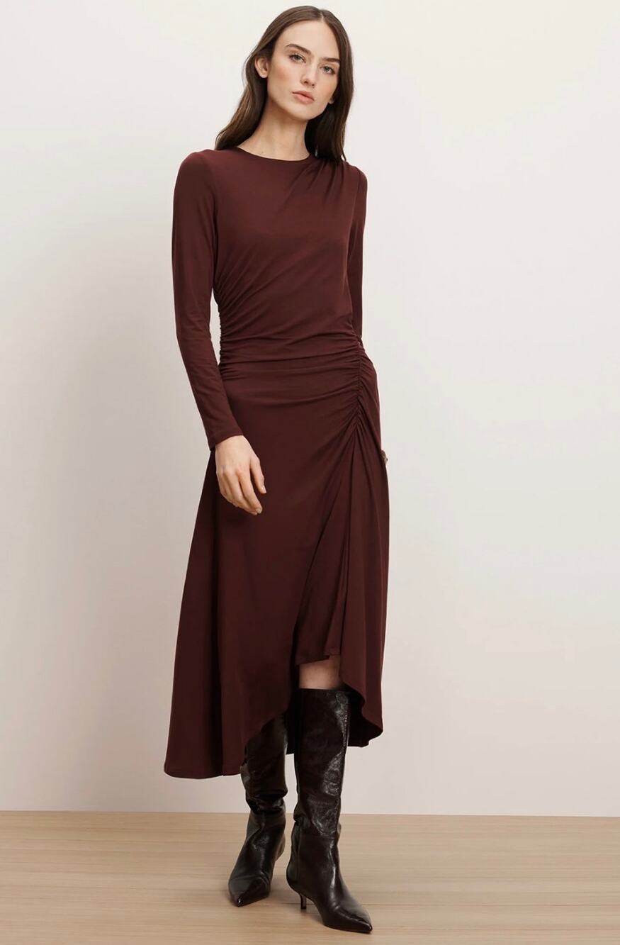 NEW Veronica Beard Theodora Midi Dress Raisin Red Size Medium